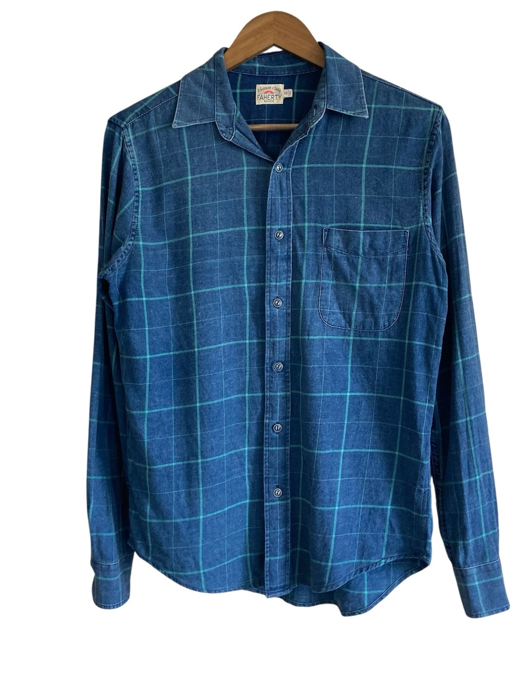 Faherty Indigo Blue Windowpane Ventura Shirt